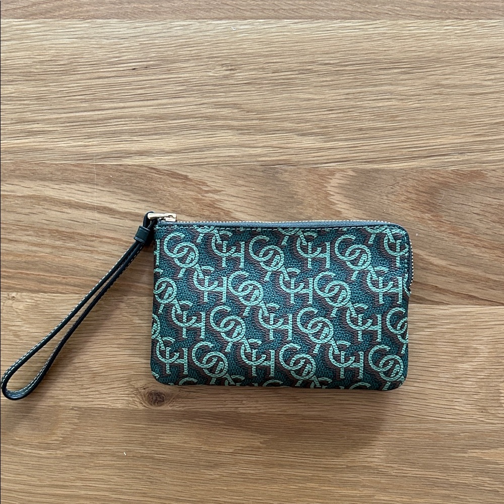 Coach Signature Brown and Green Key & Card Holder
